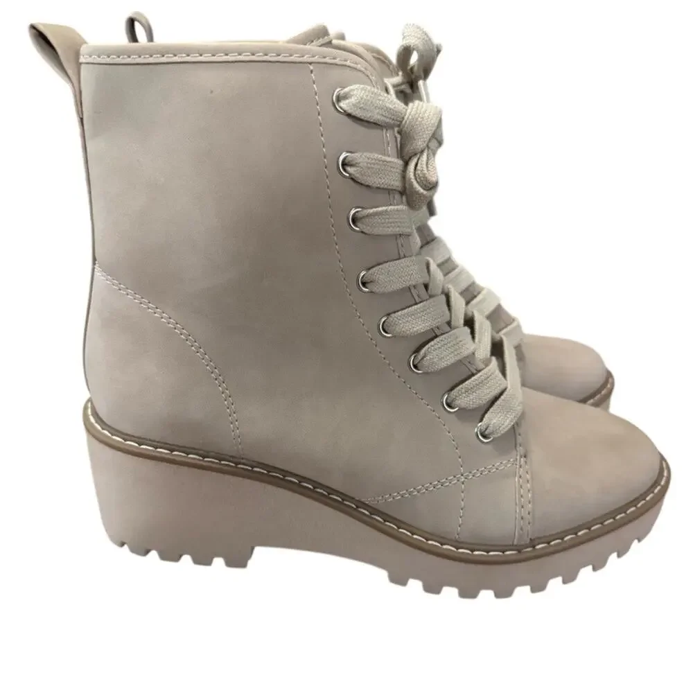 DV Dolce Vita Rachal Women’s 7.5 Stone Lace Up Ankle Boots Chunky Heel